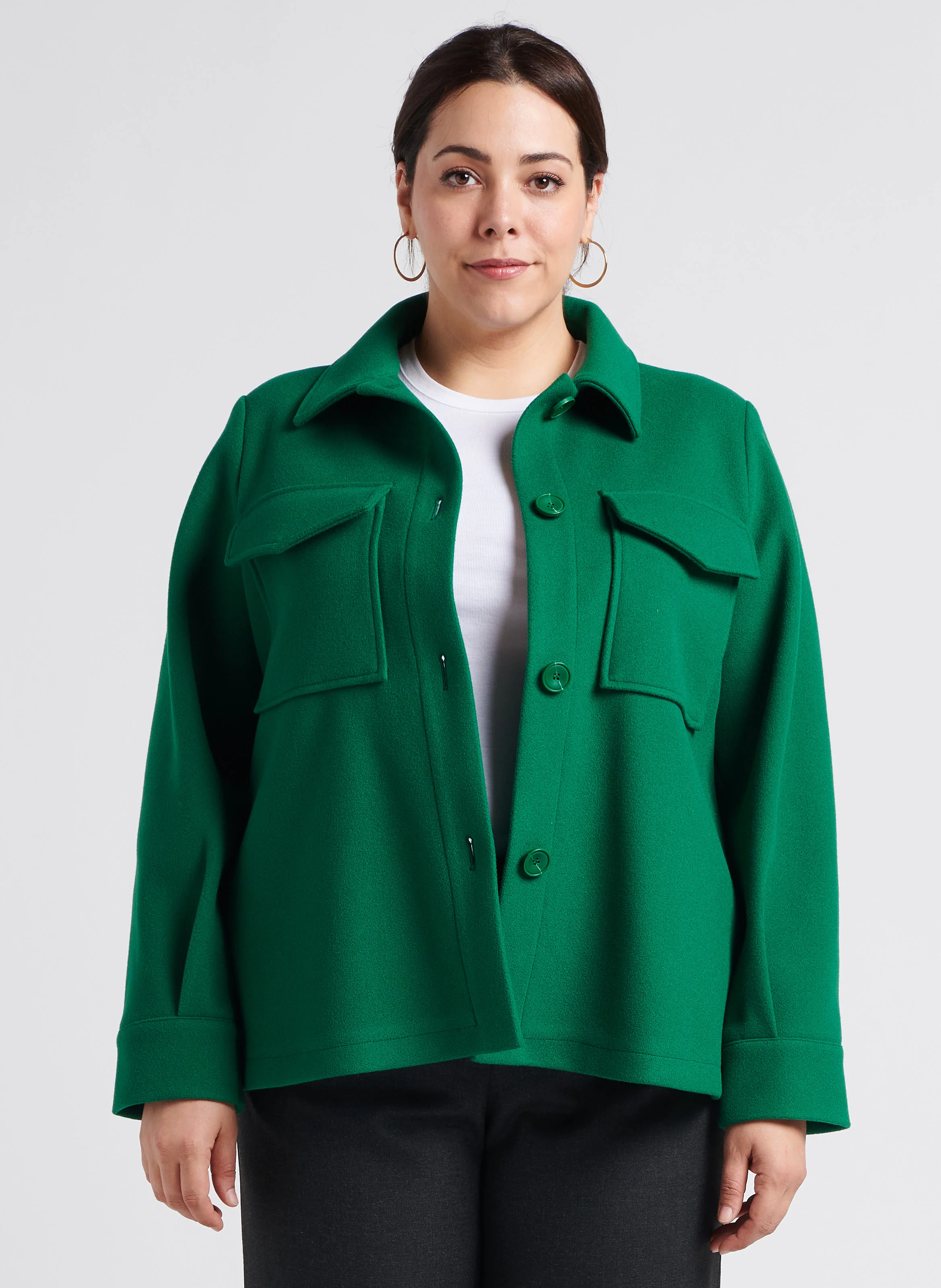 OBELO - Manteau court col classique| Vert