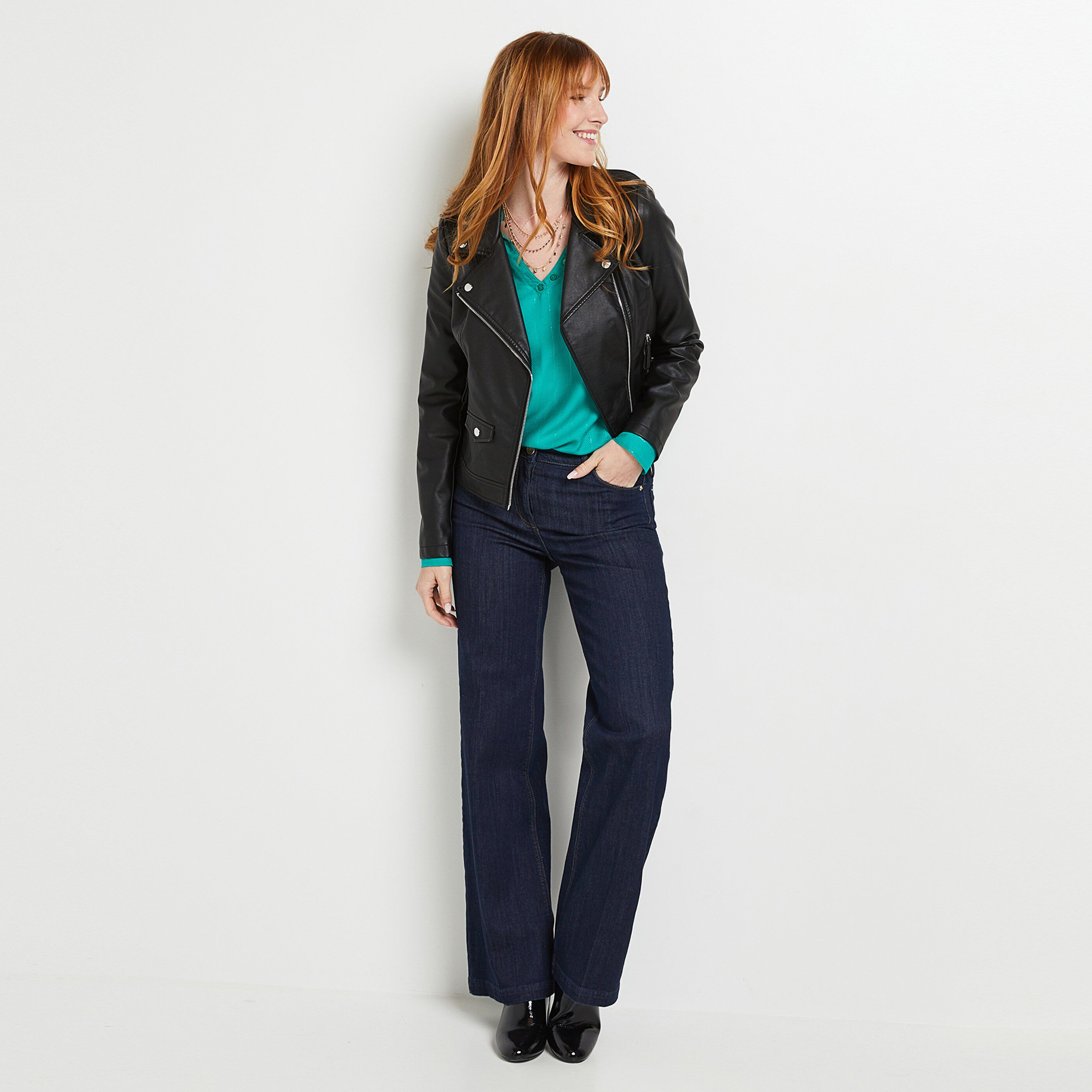 Blouse fluide col V femme - VERT