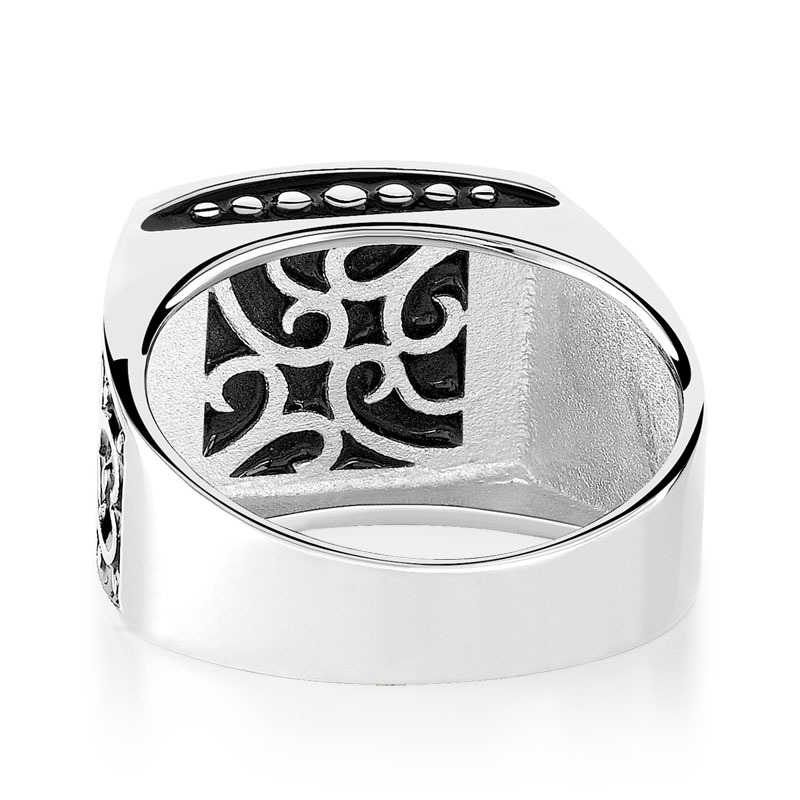 Bague argent 925 onyx imitation carrée
