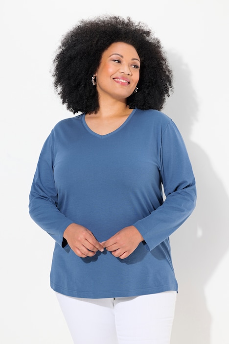 Shirt, V-Ausschnitt, Relaxed, Langarm