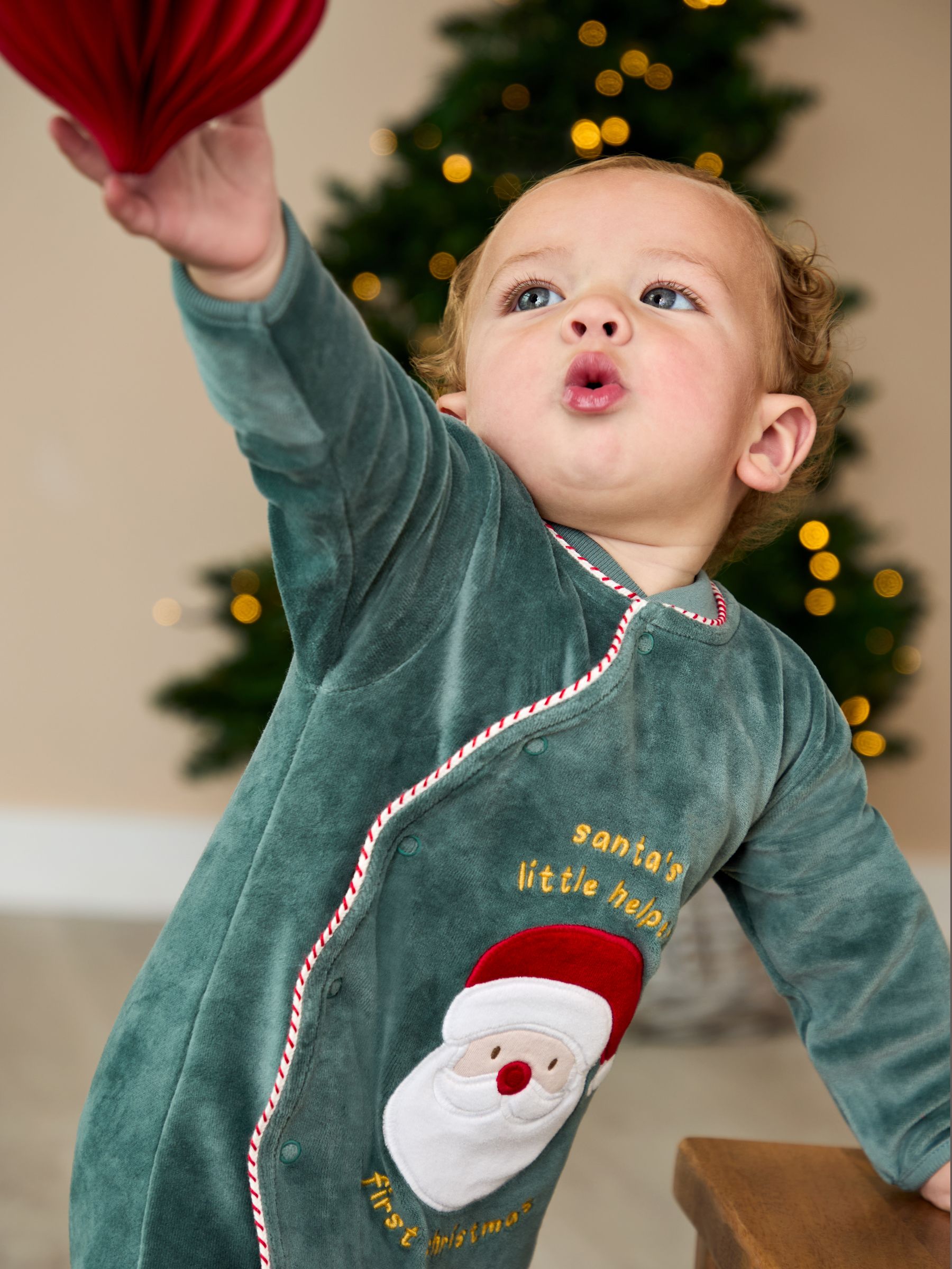 JoJo Maman Bébé - Mijn eerste velours kerst-onesie
