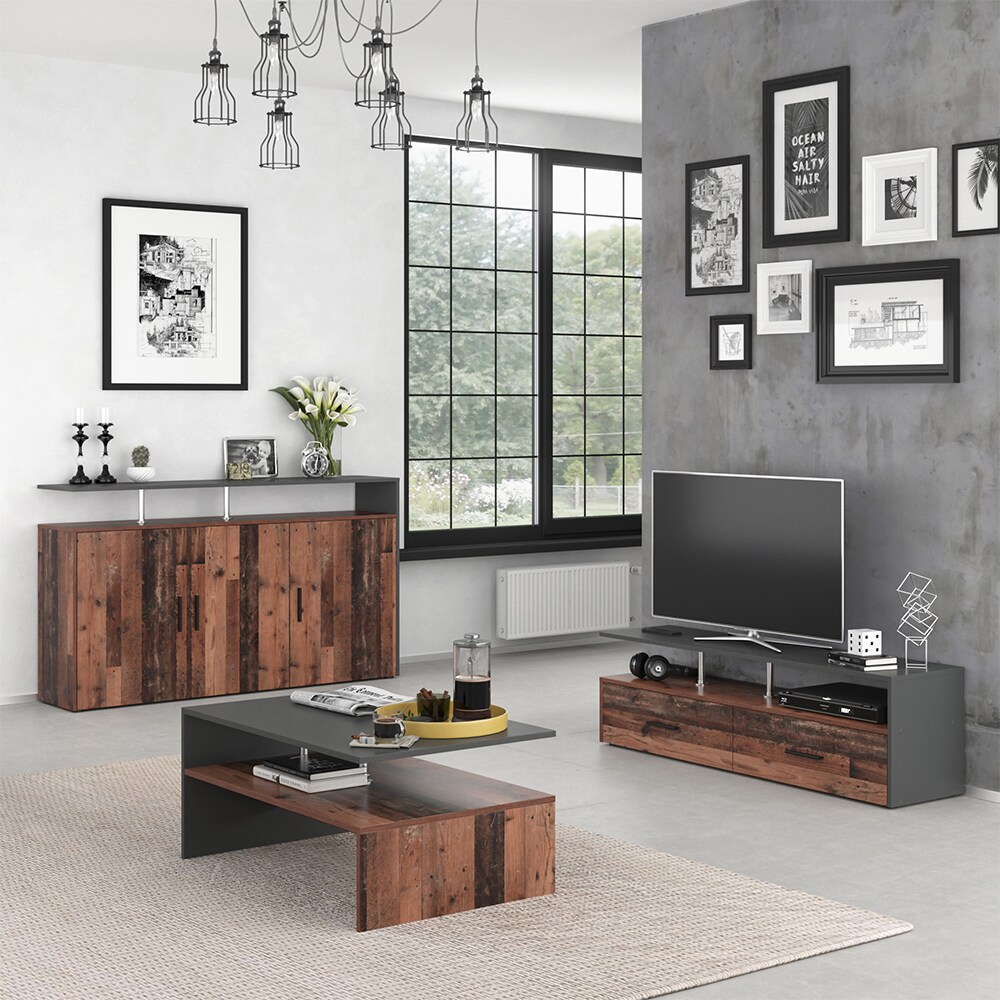 Vicco Sideboard Kommode Highborad Amato 1 Ablage 3 Türen Anthrazit Old Style