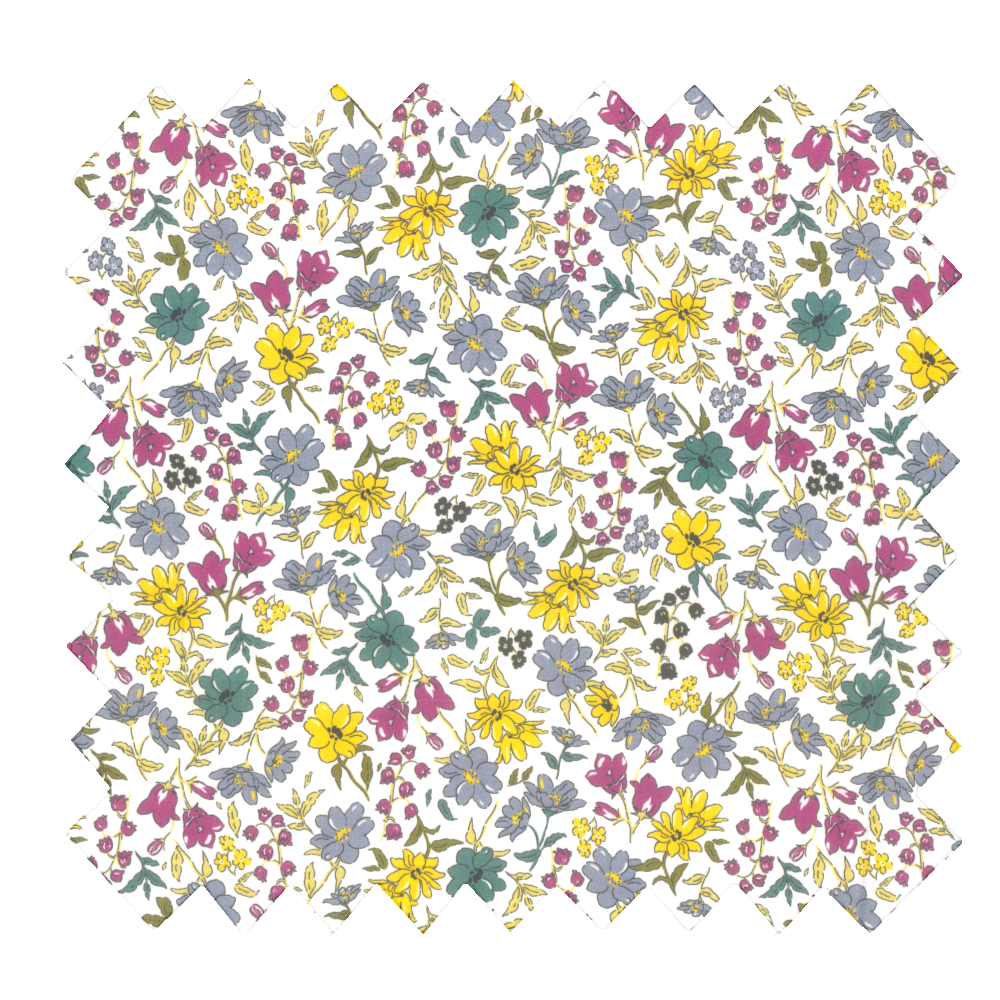 Tissu Coton Au Mètre Fleuri Jaune Gris Crème Ex1059
