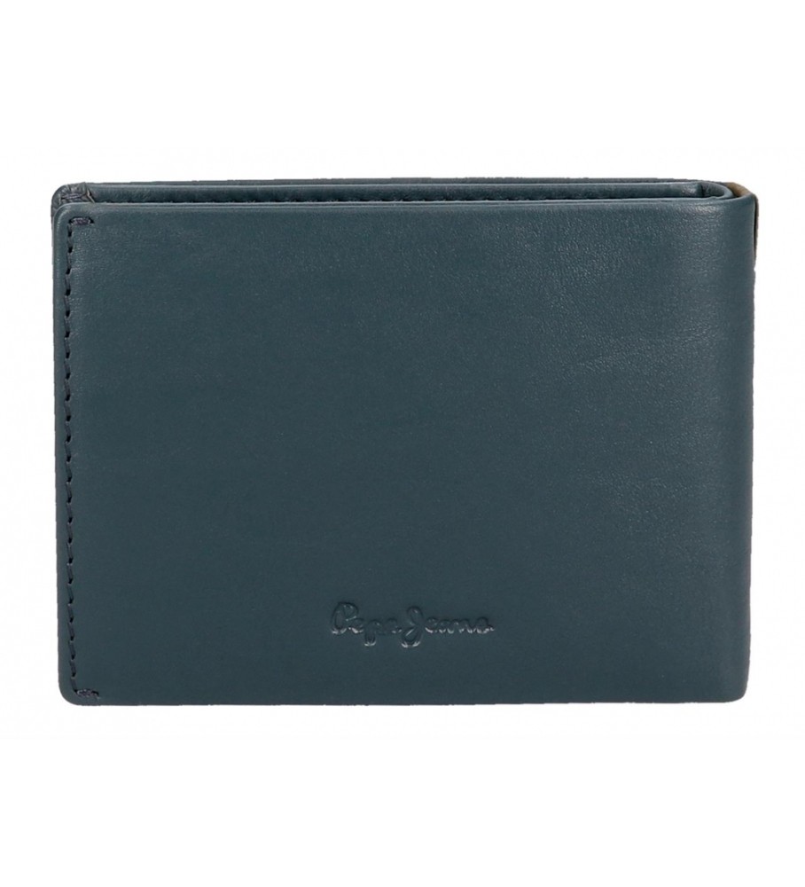 Carteira Pepe Jeans Marshal em couro azul marinho