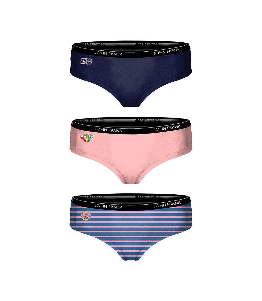 Shorty Femme JOHN FRANK Confort et Qualité en Coton Premium Pack de 3 Shorty GVH01