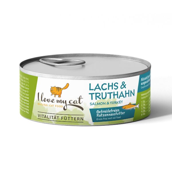 I love my cat Sparset für German Rex Nassfutter und Trockenfutter mit Lachs und Truthahn