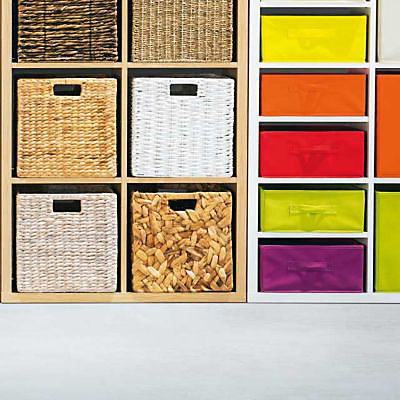 Boîte de rangement carrée en fibre naturelle Mixxit coloris gris