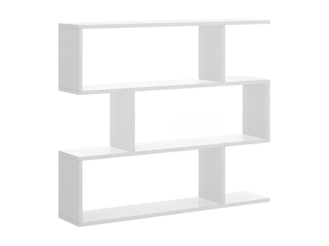 Bibliothèque Djovi, Etagère de bureau polyvalente, Bibliothèque avec 3 étagères, 110x25h96 cm, Blanc
