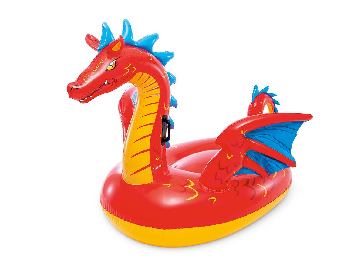 Dragon rouge gonflable à chevaucher