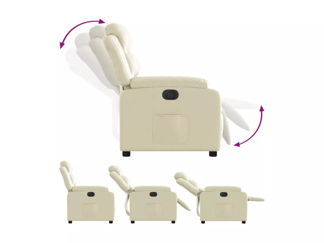 Fauteuil inclinable électrique Crème Similicuir