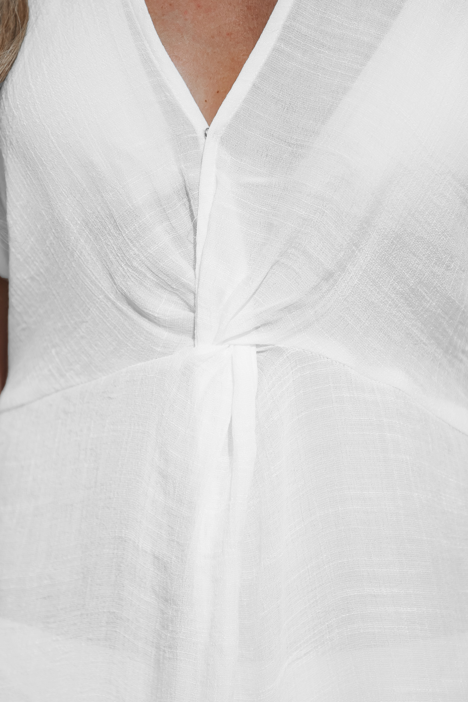 Robe cover up mini torsadée blanche