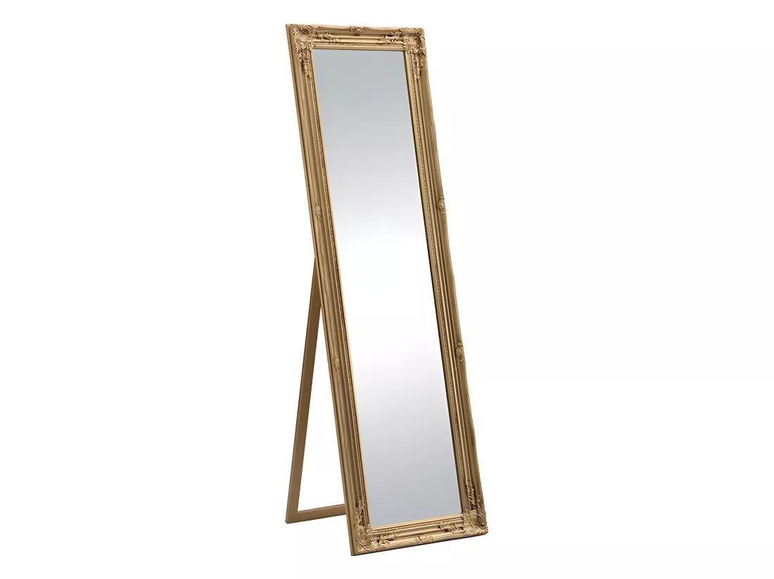 Miroir sur pied en bois d'eucalyptus - L. 50 x H. 170 cm - Doré - HONORE