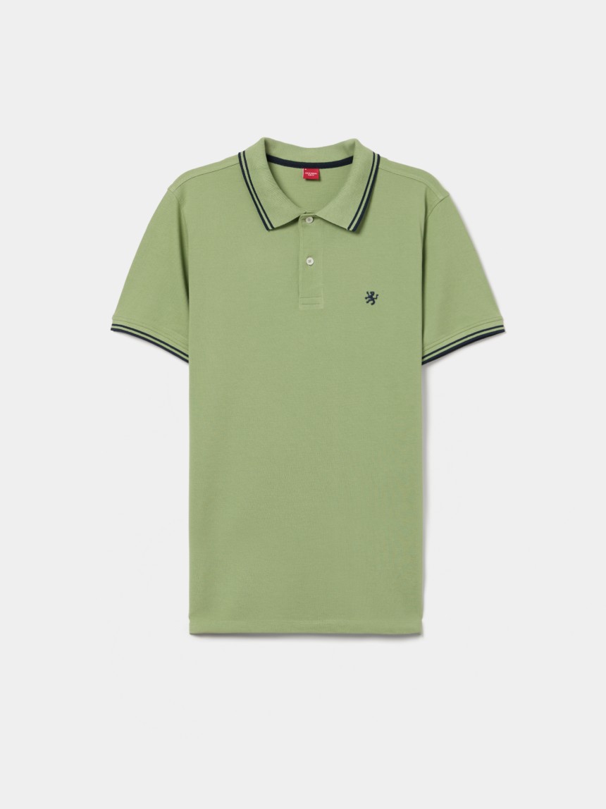 Polo piqué slim fit com riscas