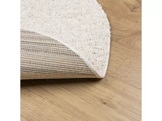 Tapis shaggy à poils longs moderne crème ø 80 cm