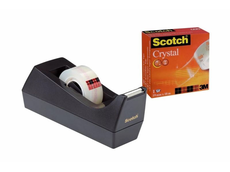 Scotch Tischabroller C38 Schwarz Abroller mit eine Rolle Klebeband 19 mm x 10 m