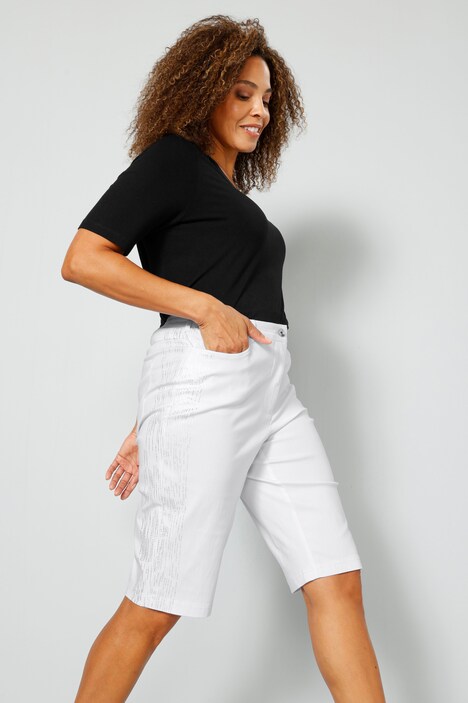 Bermuda, Straight Fit, seitlicher Silberdruck, 4-Pocket
