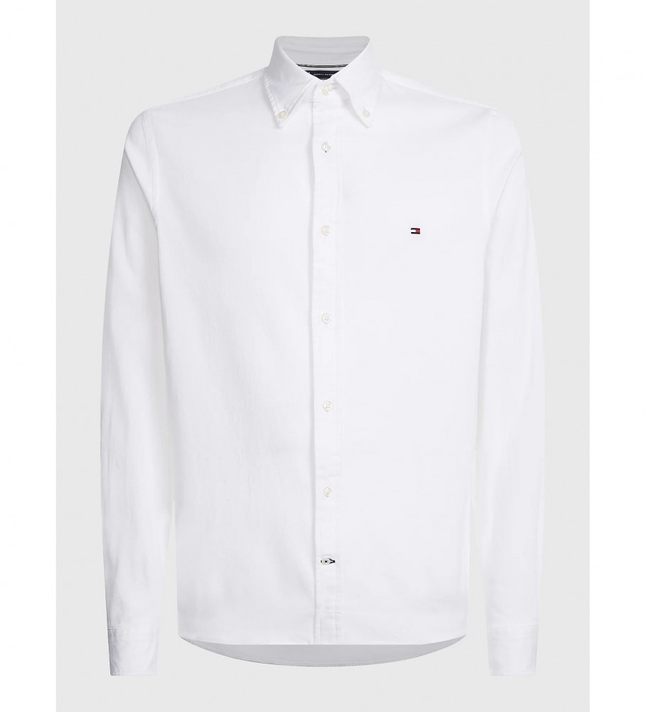 Camisa Tommy Hilfiger TH Flex em branco texturizado acinzentado
