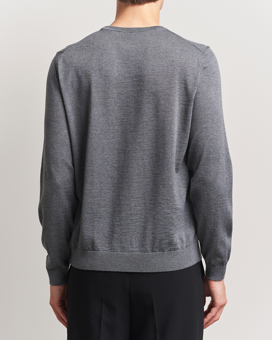 BOSS BLACK Leno Wool Crew Neck Pullover Medium Grey