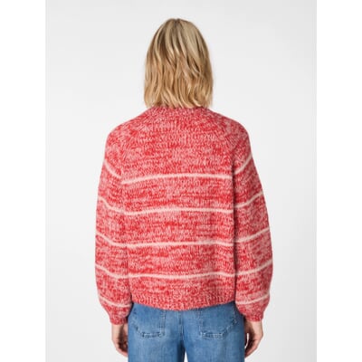 Damen-Strickjacke gestreift, Rot-Weiß