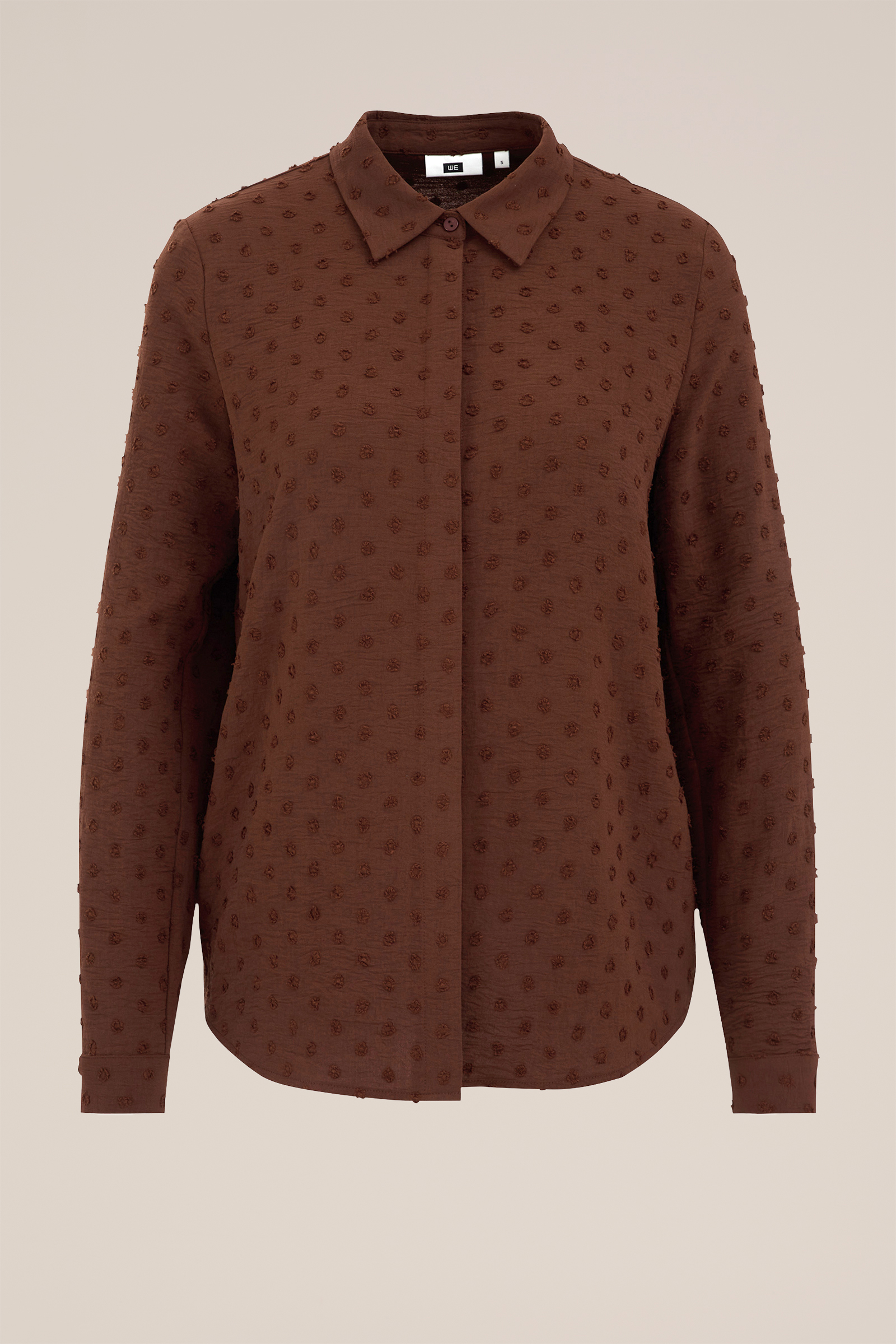 blouse met structuur WE Fashion Bruin