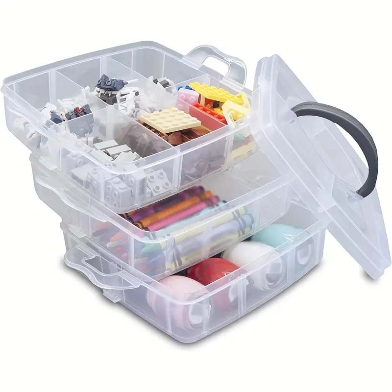 (150x125mm) Aufbewahrungs Box 18-facher Organizer für Schmuck / Mercerie / Büro   Bastelzubehör - Transparent