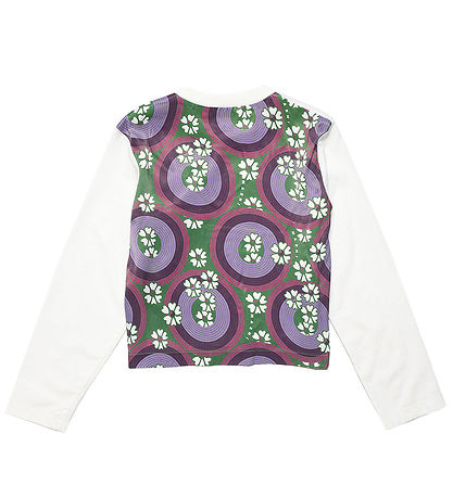 Marni Bluse - Hvid/ Grøn/Lilla m. Blomster