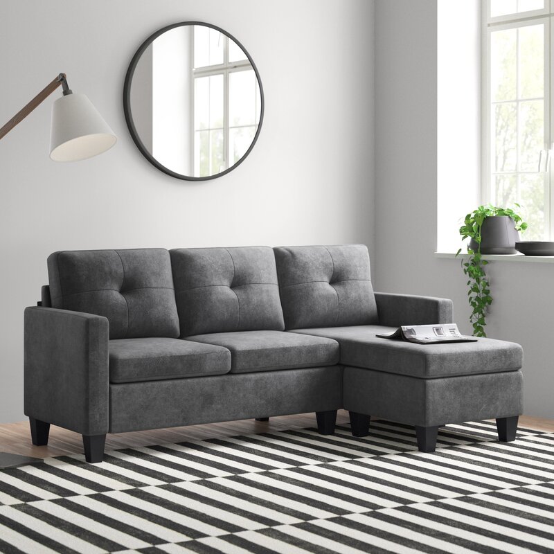 Almendarez 77&prime;&prime; Wide Reversible Modular Sofa & Chaise With Ottoman