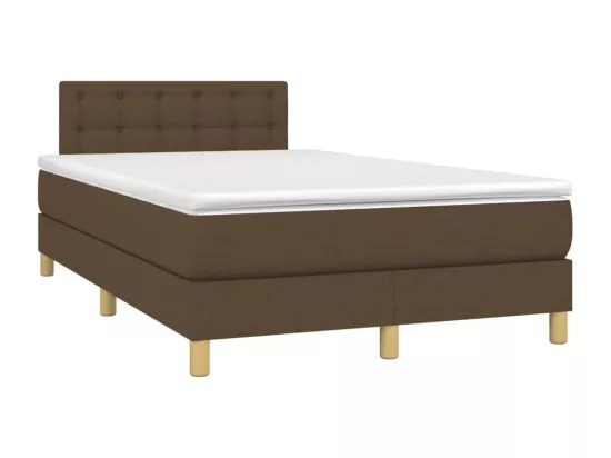 Sommier tapissier matelas et LED Marron foncé 120x200 cm Tissu