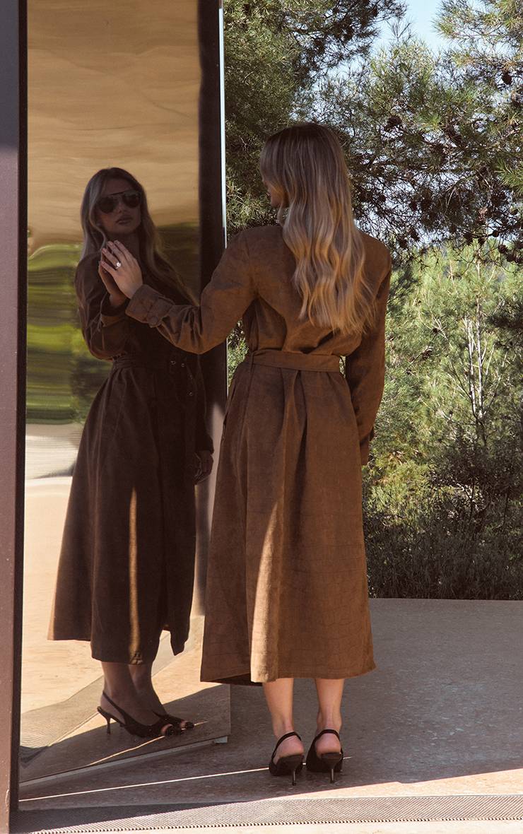 Chocolat Trench-coat En Synthétique Effet Croco