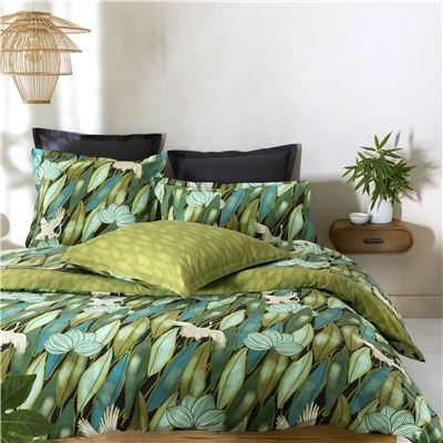 Linge de lit feuilles tropicales