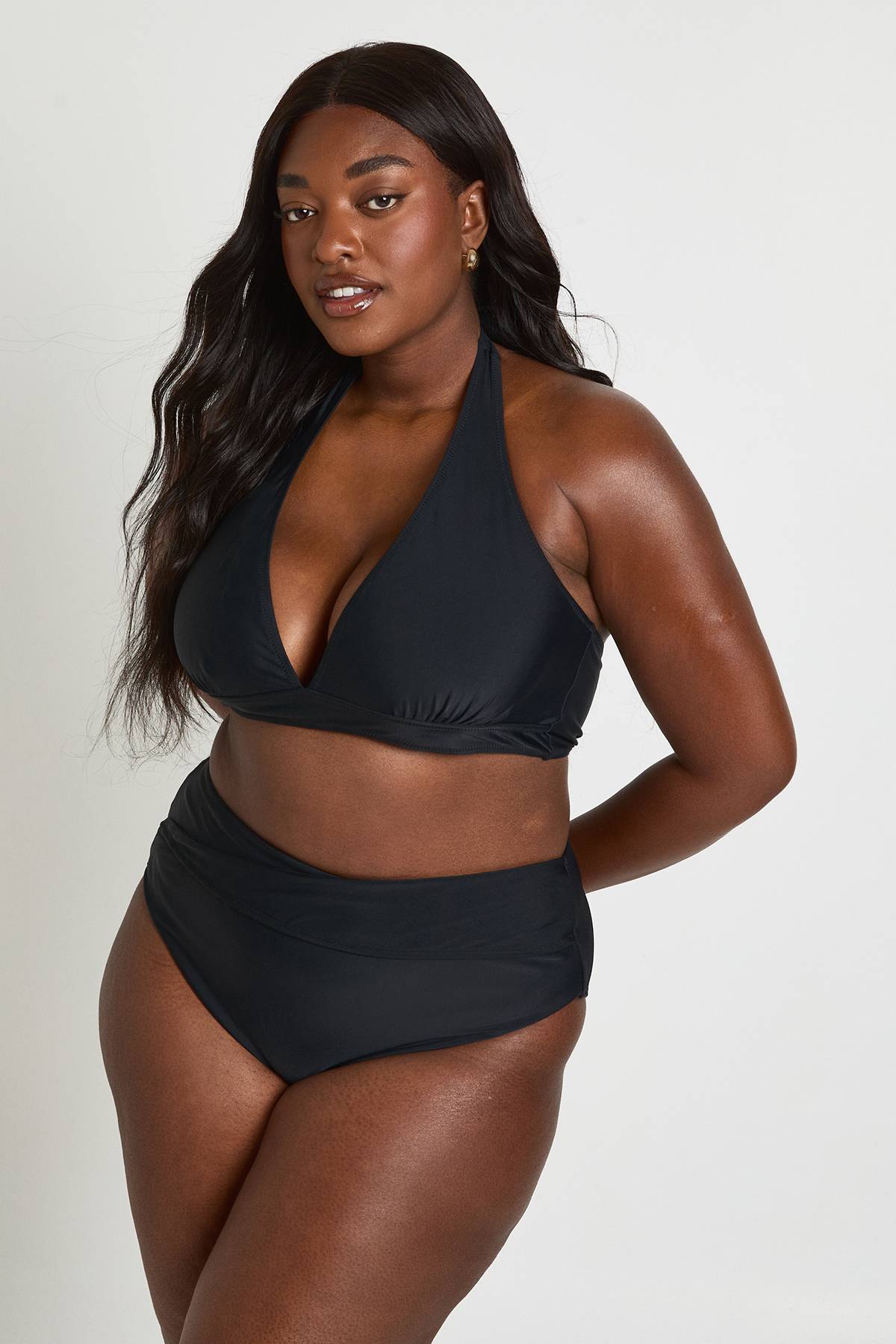 boohoo Bas De Bikini Grande Taille Taille Haute Effet Ventre Plat Avec Détail Cache-cœur