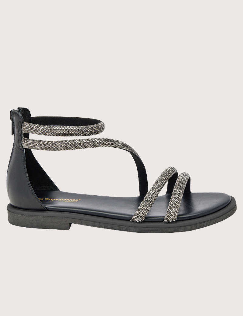 LES TROPEZIENNES PAR M.BELARBI SANDALES MONTANTES LUREX COSTA NOIR ARGENT