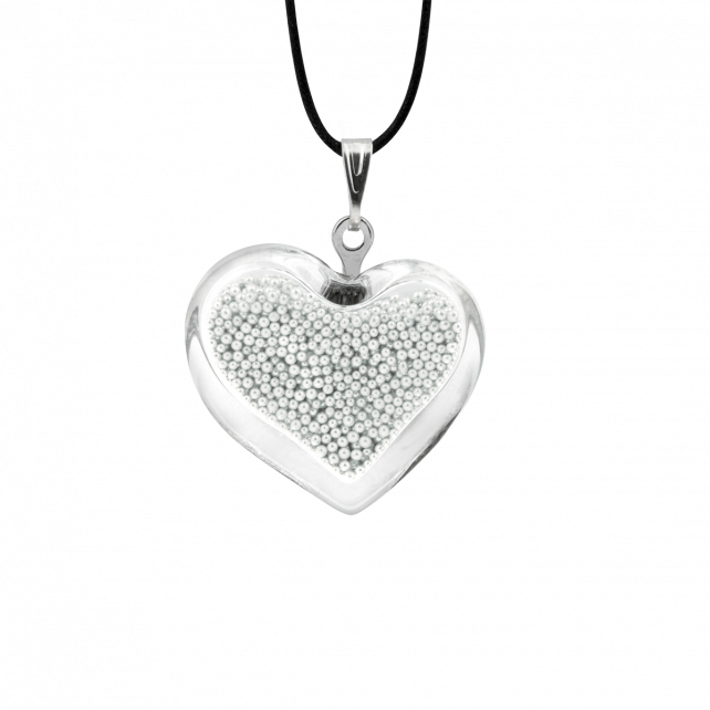 Pendentif en verre soufflé - Coeur nano billes