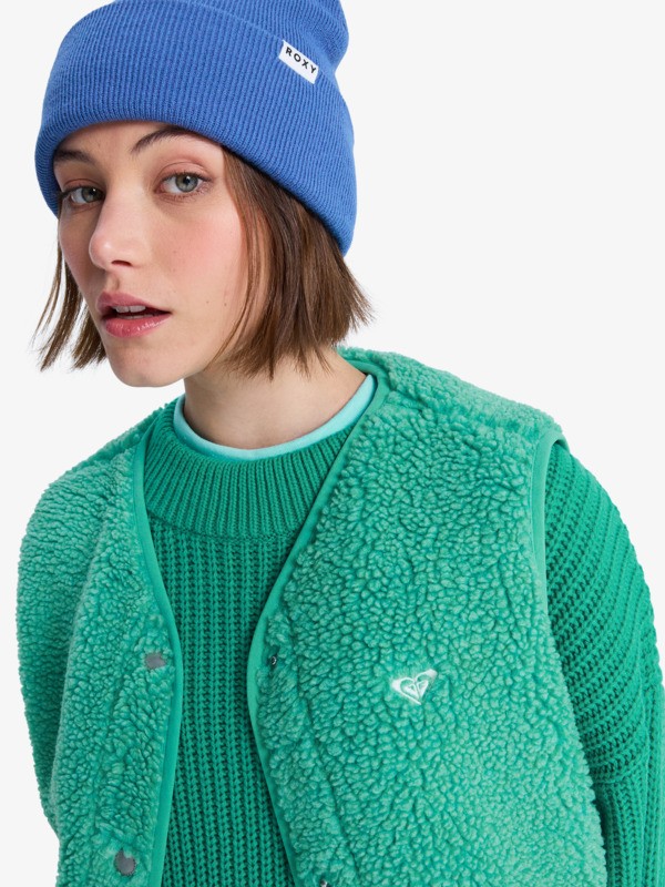 Iconic Town Gilet en polaire sherpa Vert Femme
