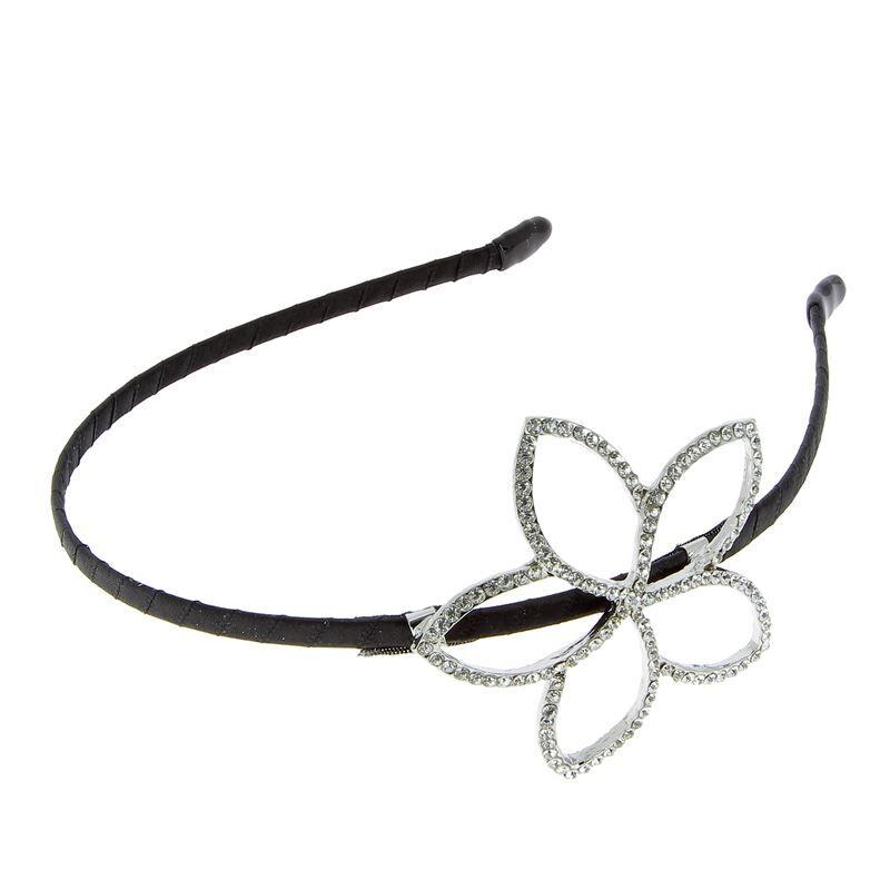Serre tête fin à strass fleur