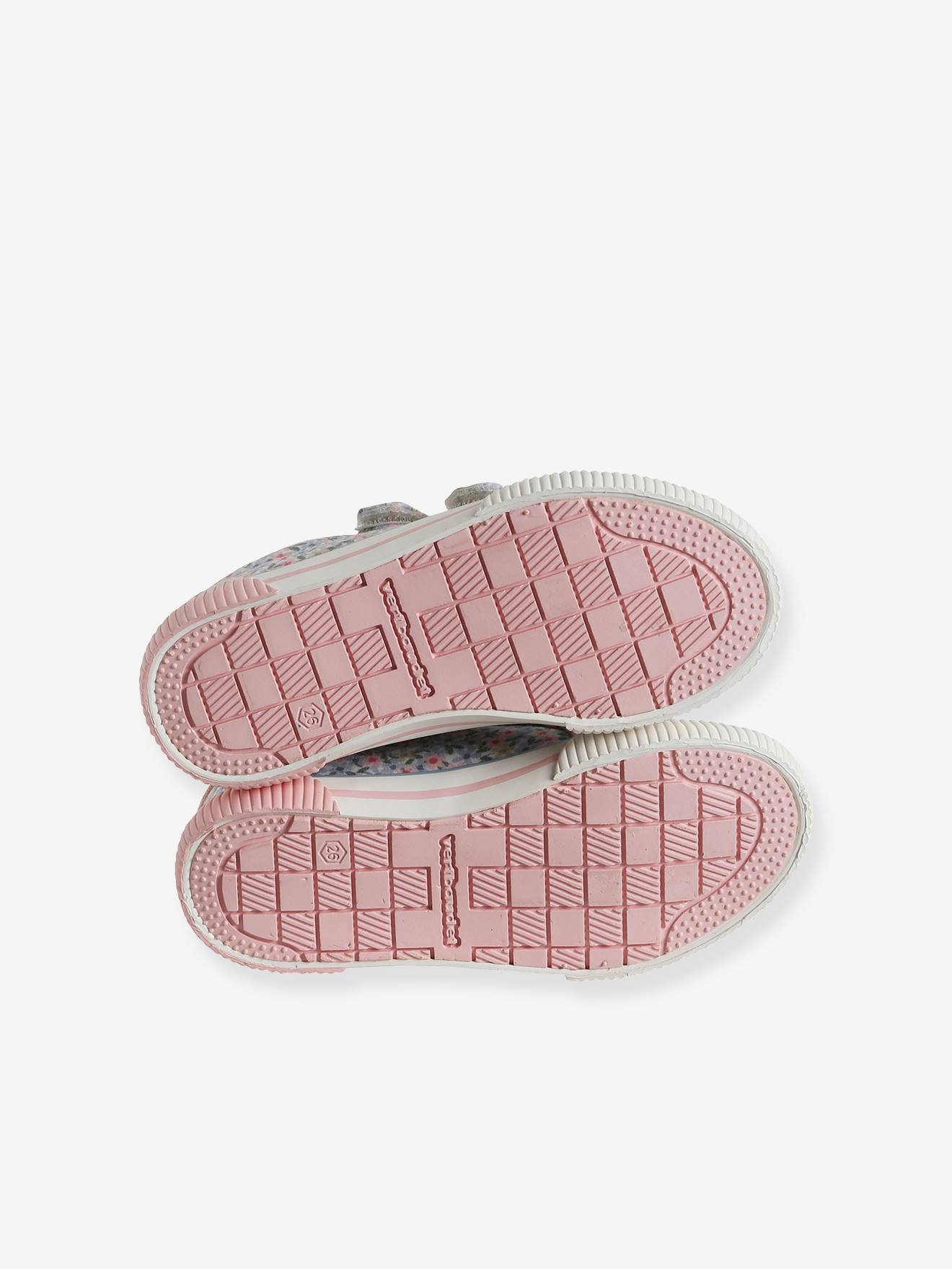 Tênis infantil de lona com fecho de velcro rosa