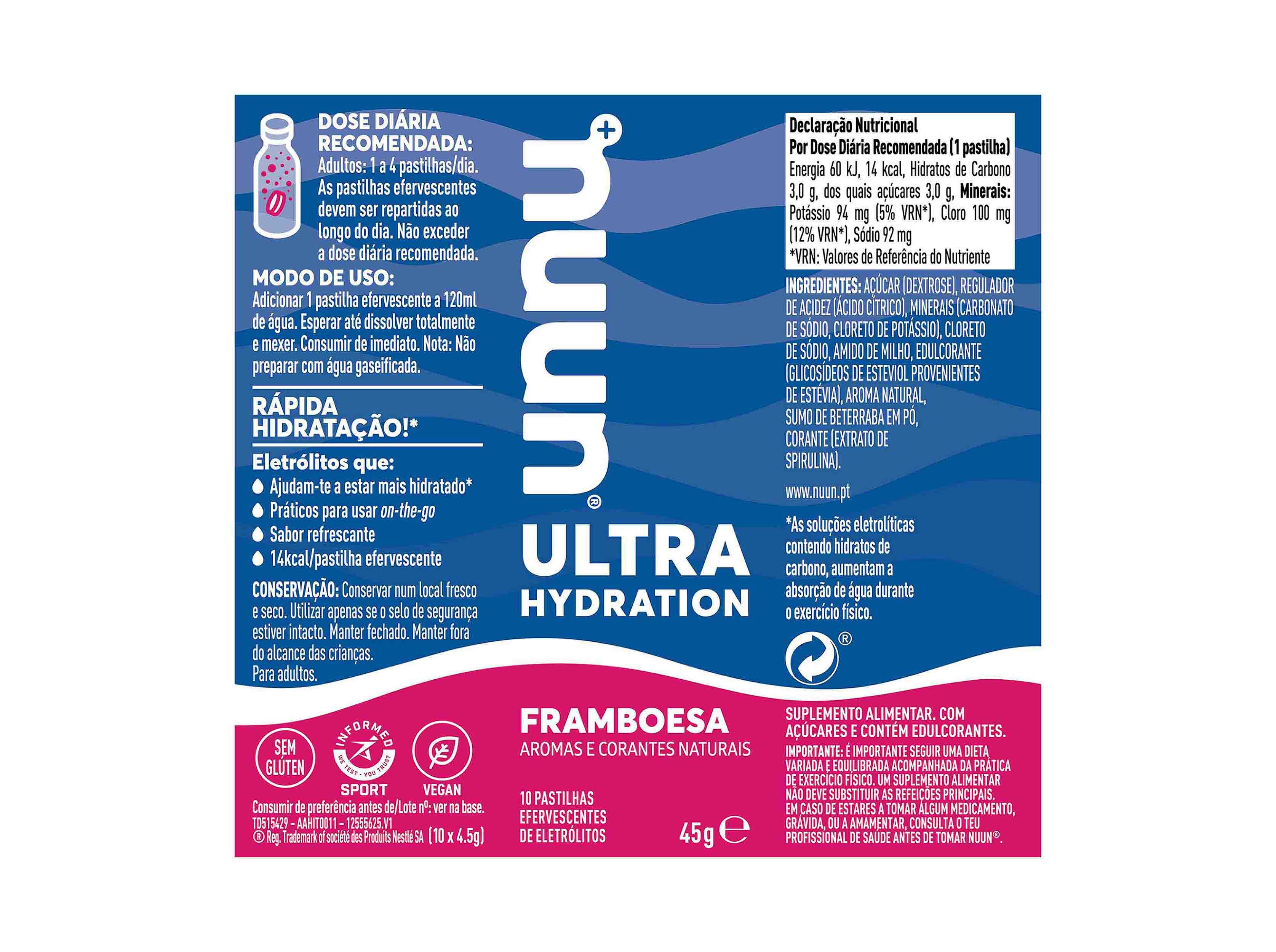 SUPLEMENTO NUUN ULTRA FRAMBOESA 10 PAST