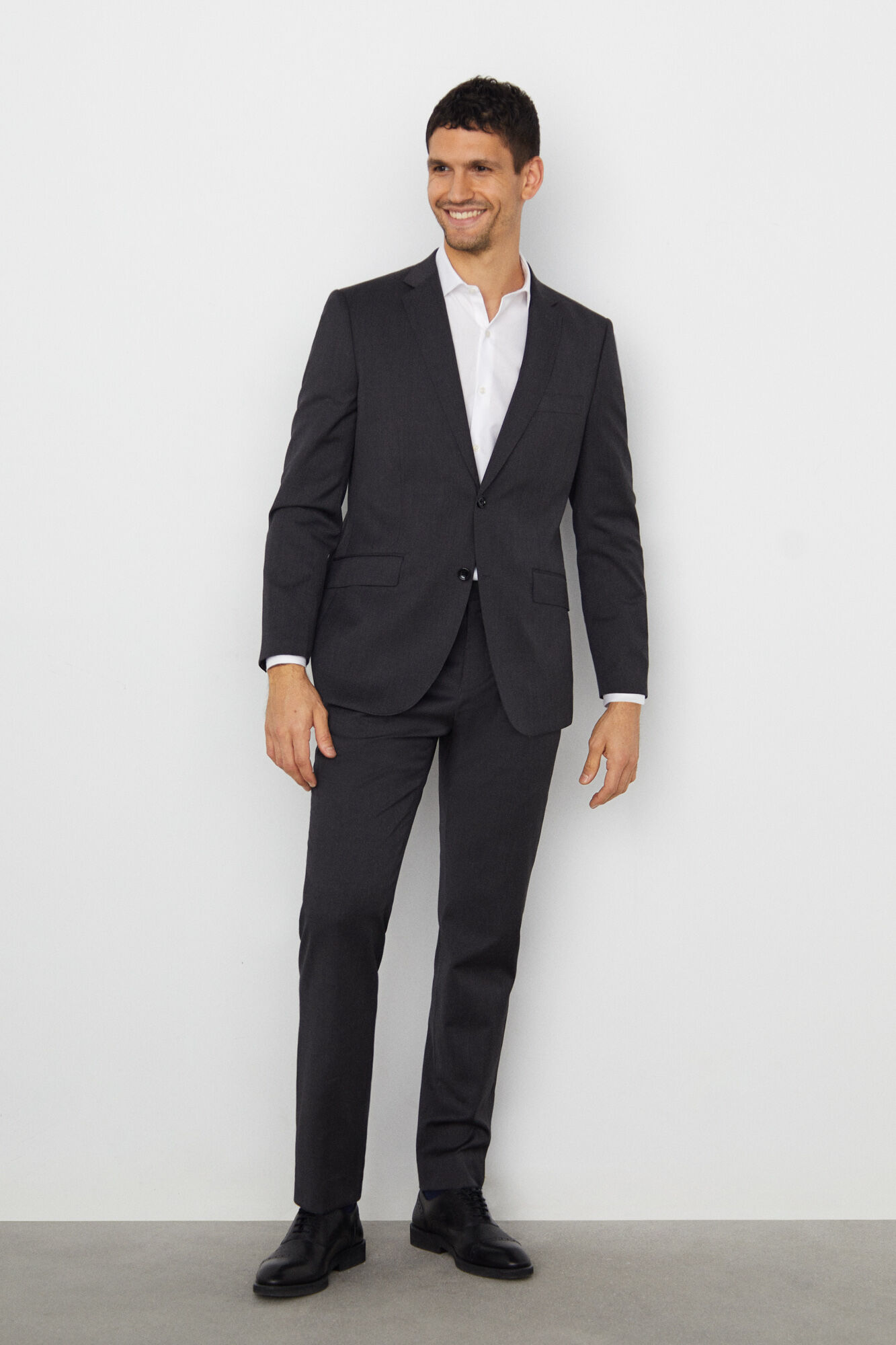 Blazer liso de corte ajustado - Cinza escuro