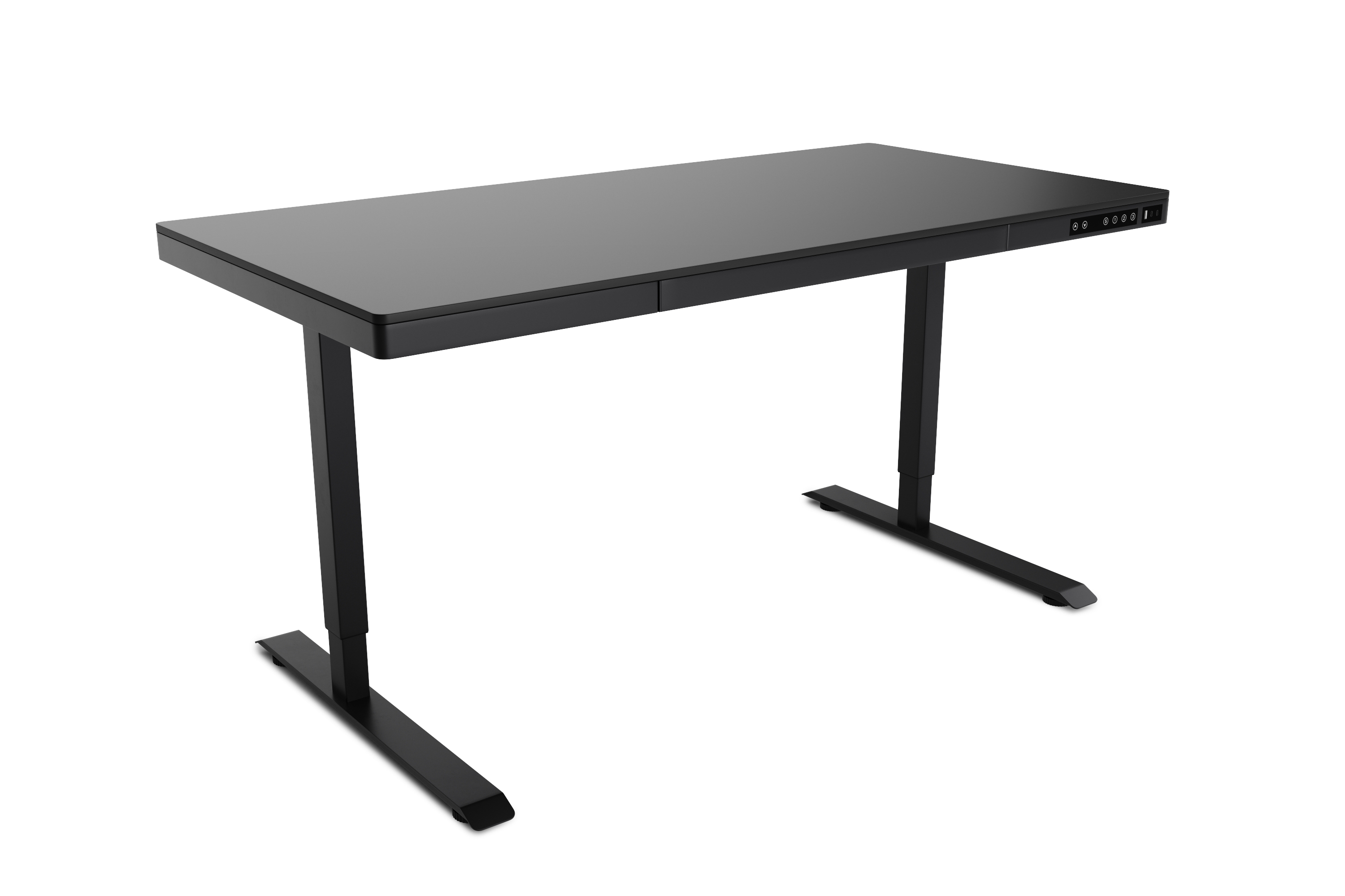 Stehpult elektrisch mit Schublade schwarz 140 x 70 cm