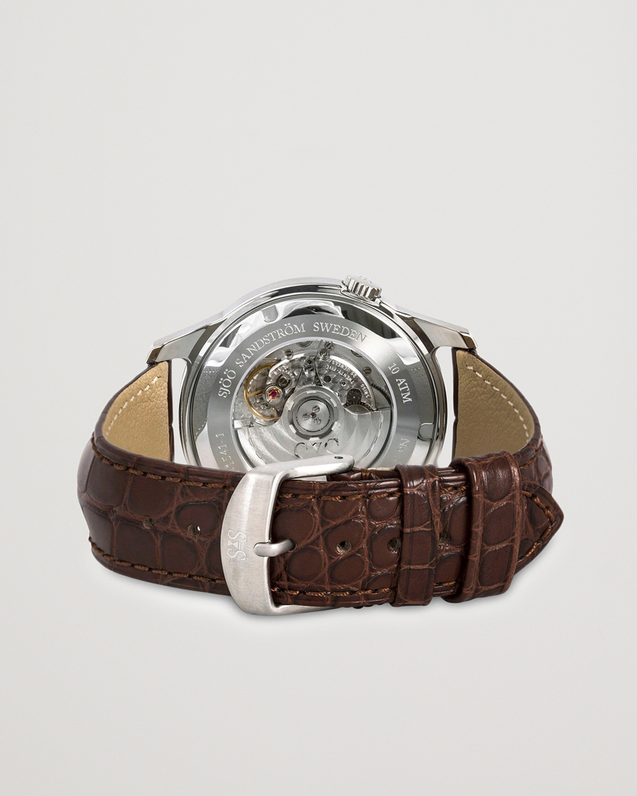 Sjöö Sandström Royal Steel Classic 41mm Ivory and Brown Alligator