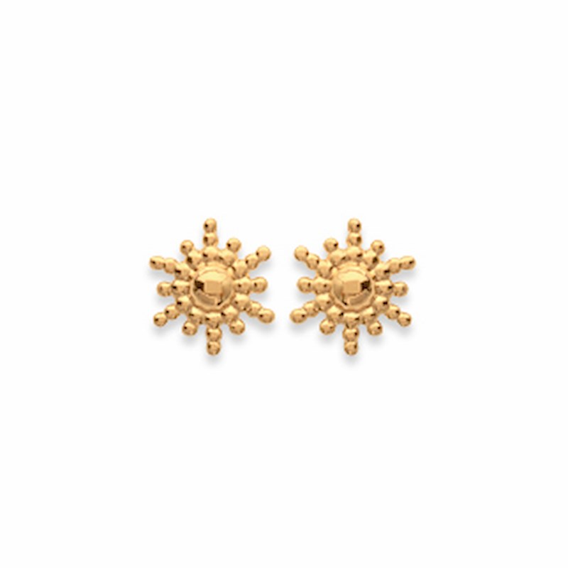 Boucles d'Oreilles Plaqué Or Petites Puces Soleil