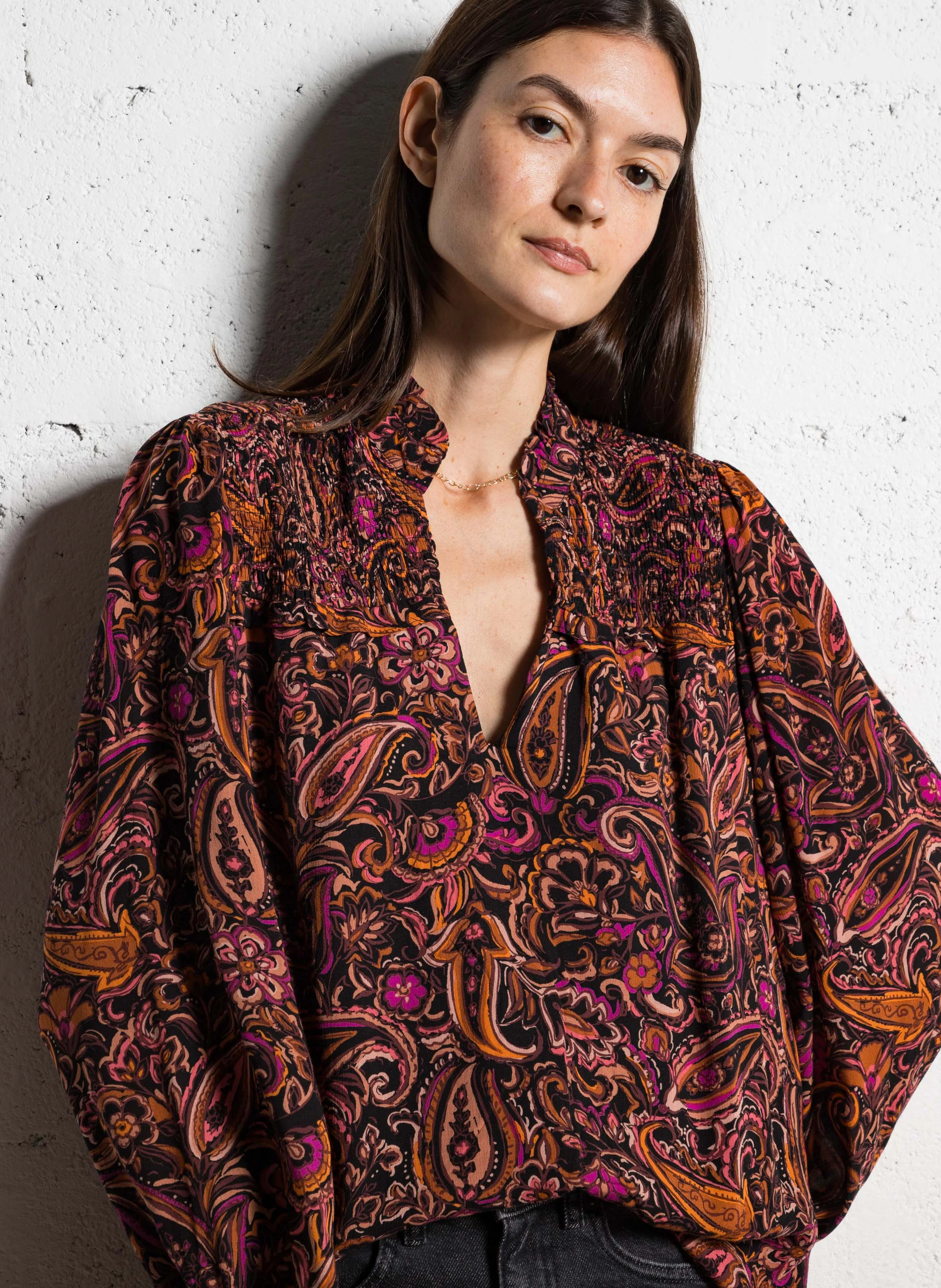 BLOEME - Blouse ample imprimée | Marron