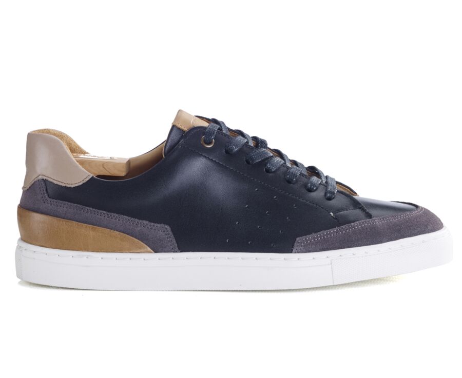 Sneakers homme Cuir Noir et Velours Gris - BELOKA