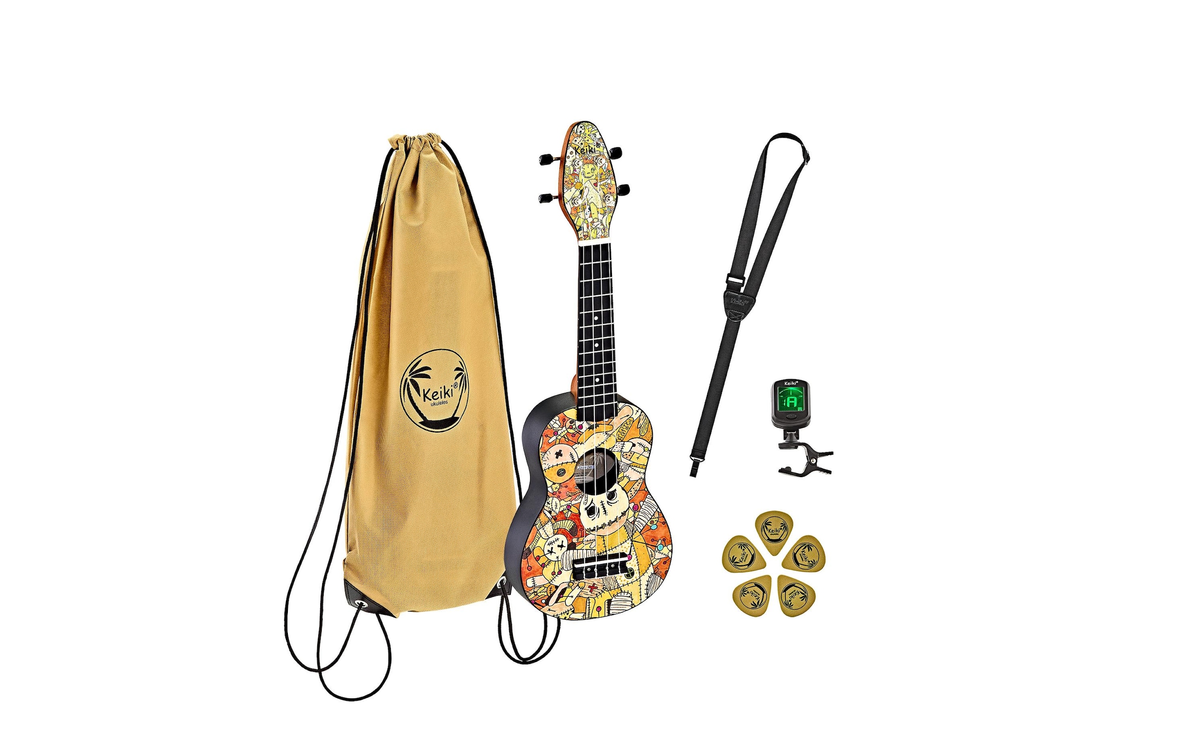 Ukulele »Ortega Guitars Keiki Package K2-VP – Voodoo Puppet«