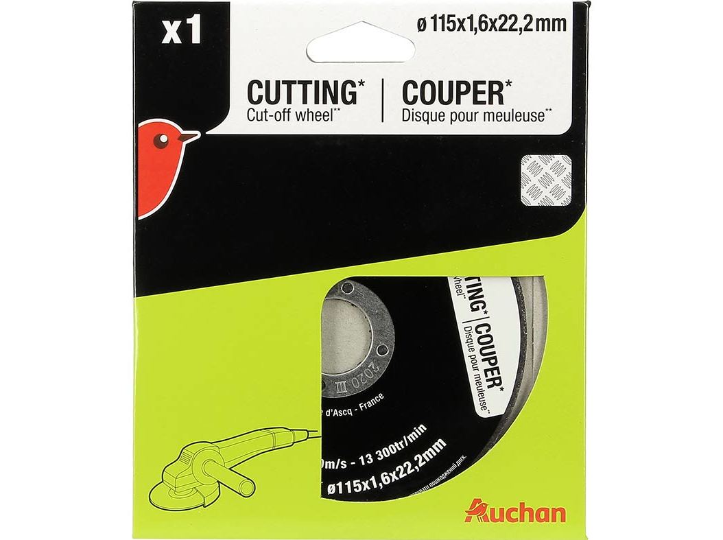 DISCO DE CORTE AUCHAN PARA METAL 115X1.6MM