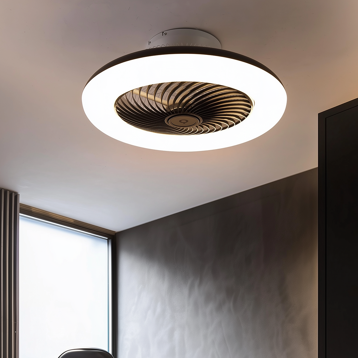 Plafondventilator zwart 55.5cm incl. LED dimbaar met afstandsbediening - Clima
