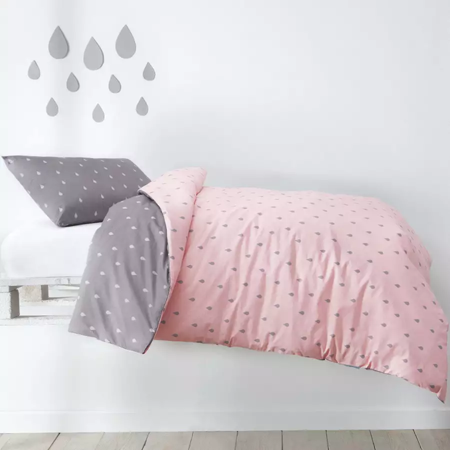 hibboux® Bettwäsche-Set Drops Baby Duvet Cover Set GreyPink