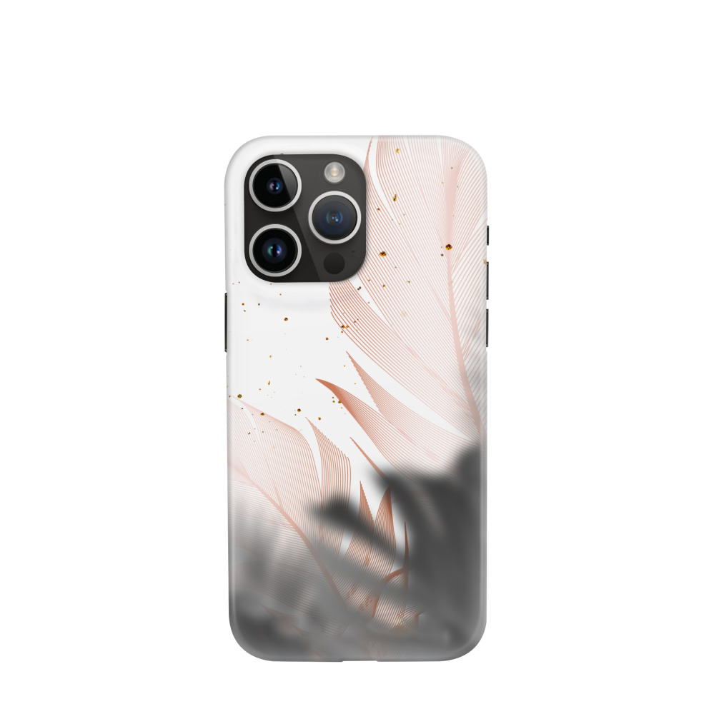 iPhone 14 Pro Max Hybrid (Kunststoff / Gummi) Hülle Feder Design - Weiss