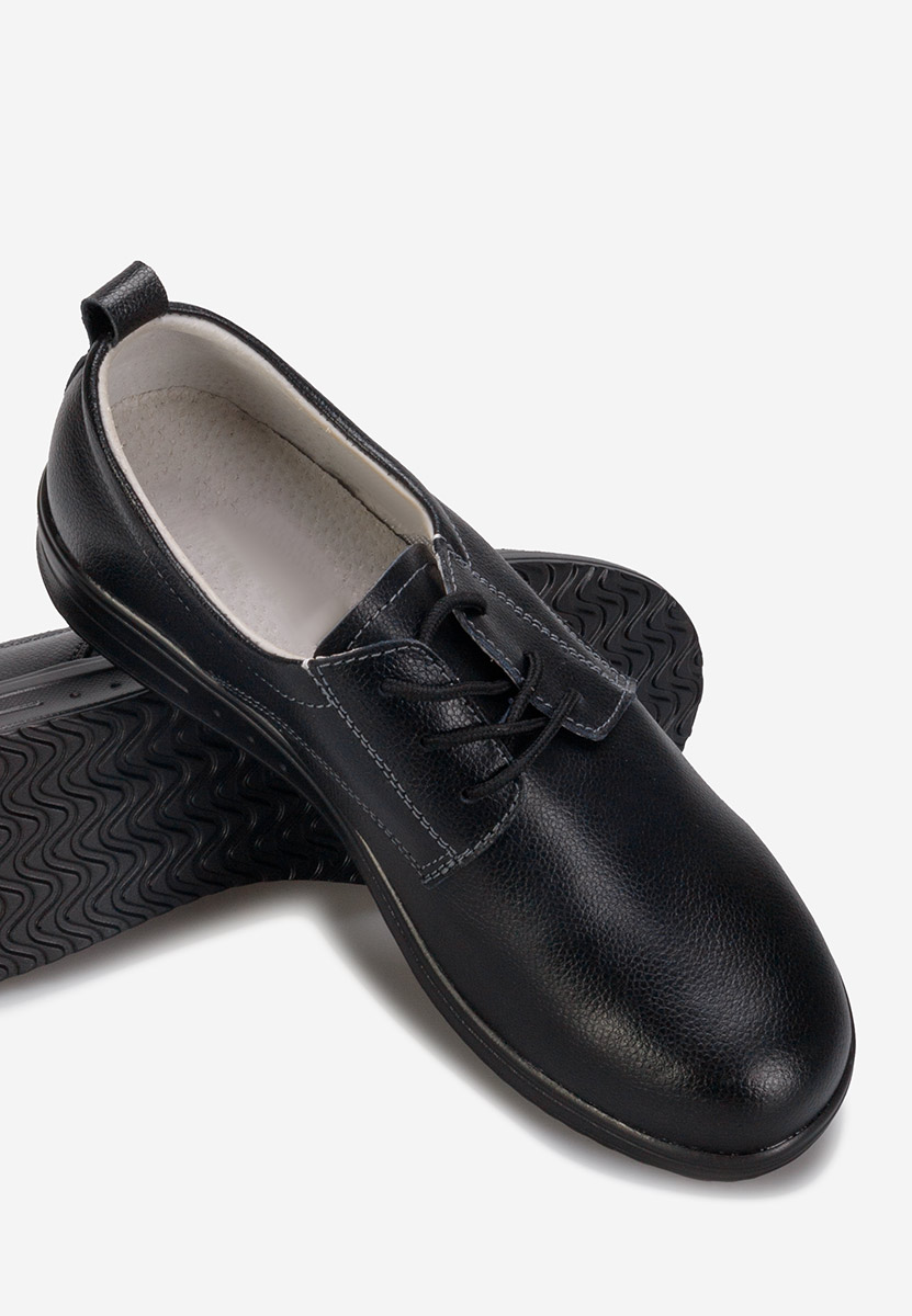 Chaussures casual femme en cuir noirs Mefira