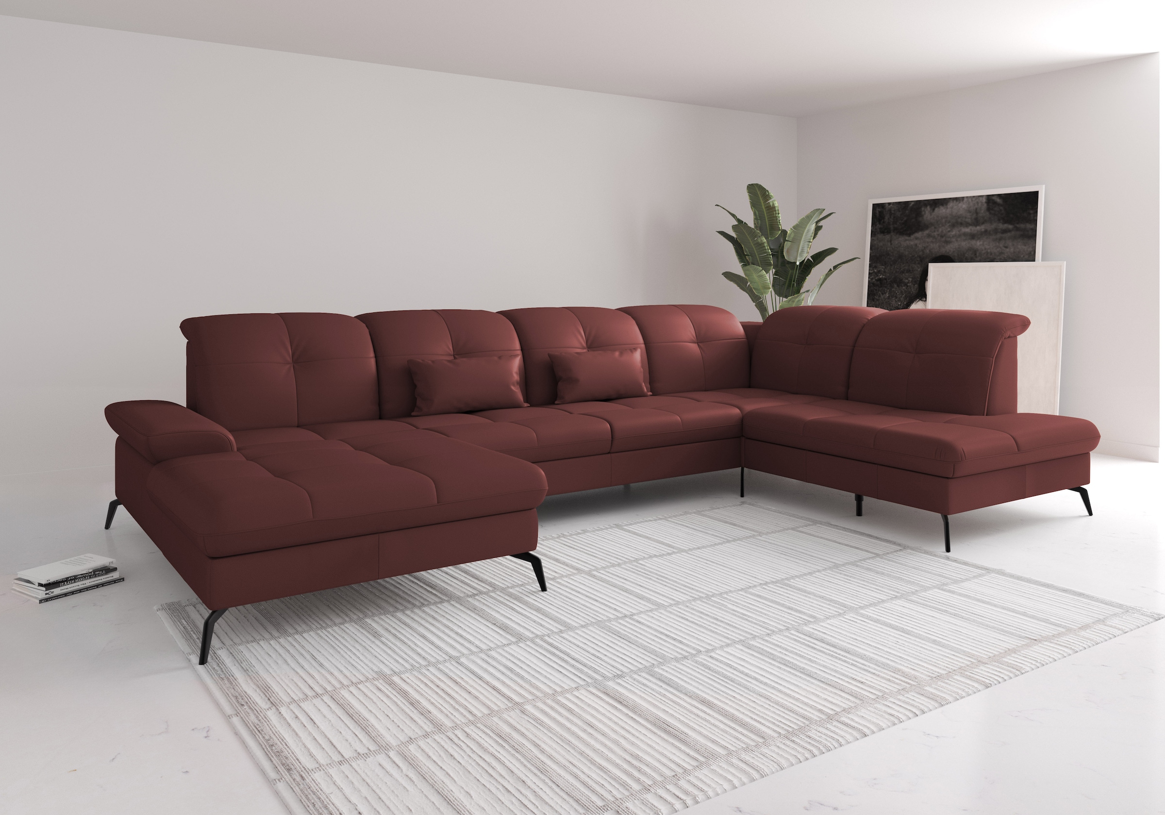 sit&more Wohnlandschaft »Amica, U-Form, inkl. Sitztiefenverstellung und Armteilverstellung« wahlweise mit Kopfteilverstellung, Bettfunktion und Bettkasten